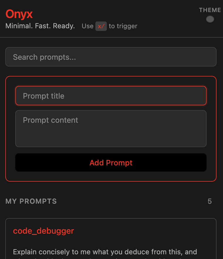 Onyx browser extension interface