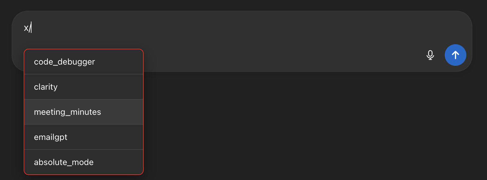 Onyx snippet picker interface showing real-time search